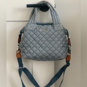 MZ Wallace Searsucker Blue and White - Small crossbody